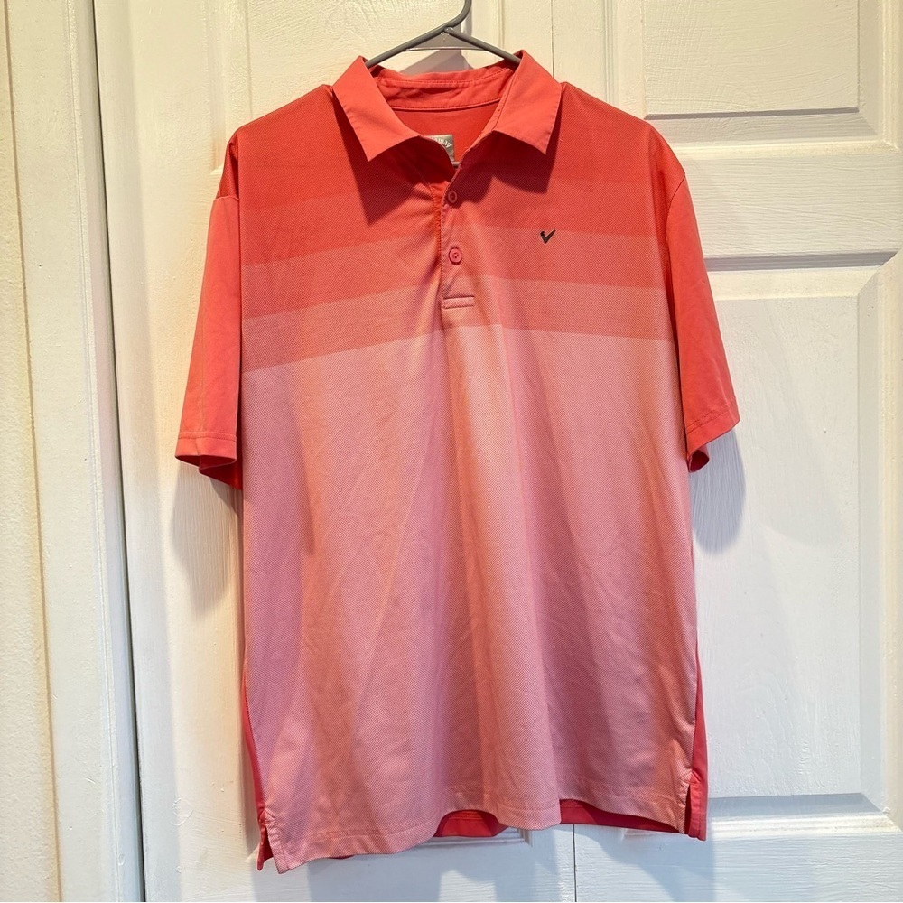 Men’s Striped Coral Opti-Dri Callaway Polo - Size Large